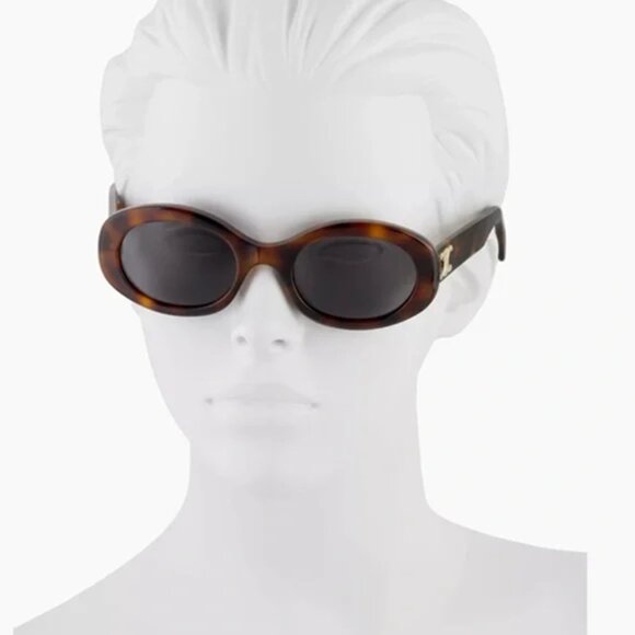 Celine Triomphe Tortoise Oval Sunglasses - Picture 2 of 5